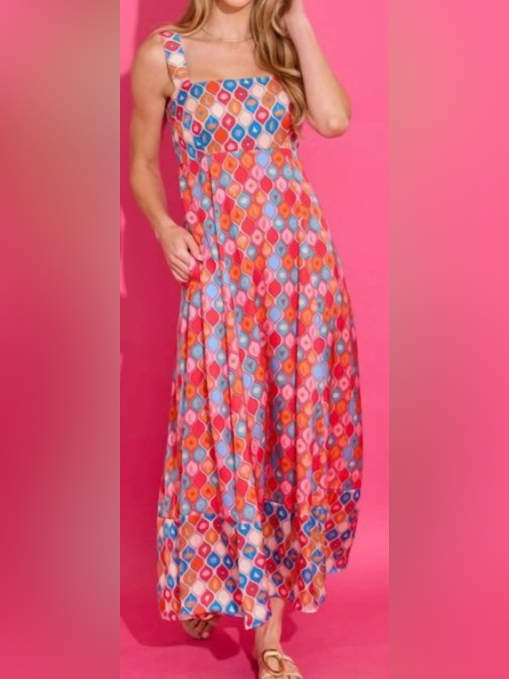 NWT Alden Adair Maria Colorful Maxi Dress Surfboard Print S